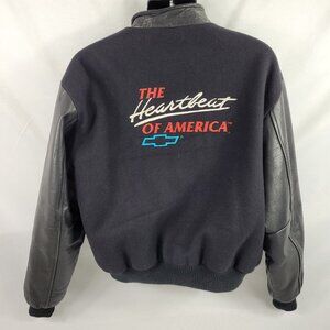 Chevy The Heartbeat of America Vintage 80s/90s Leather Wool Jacket Men's size XL
